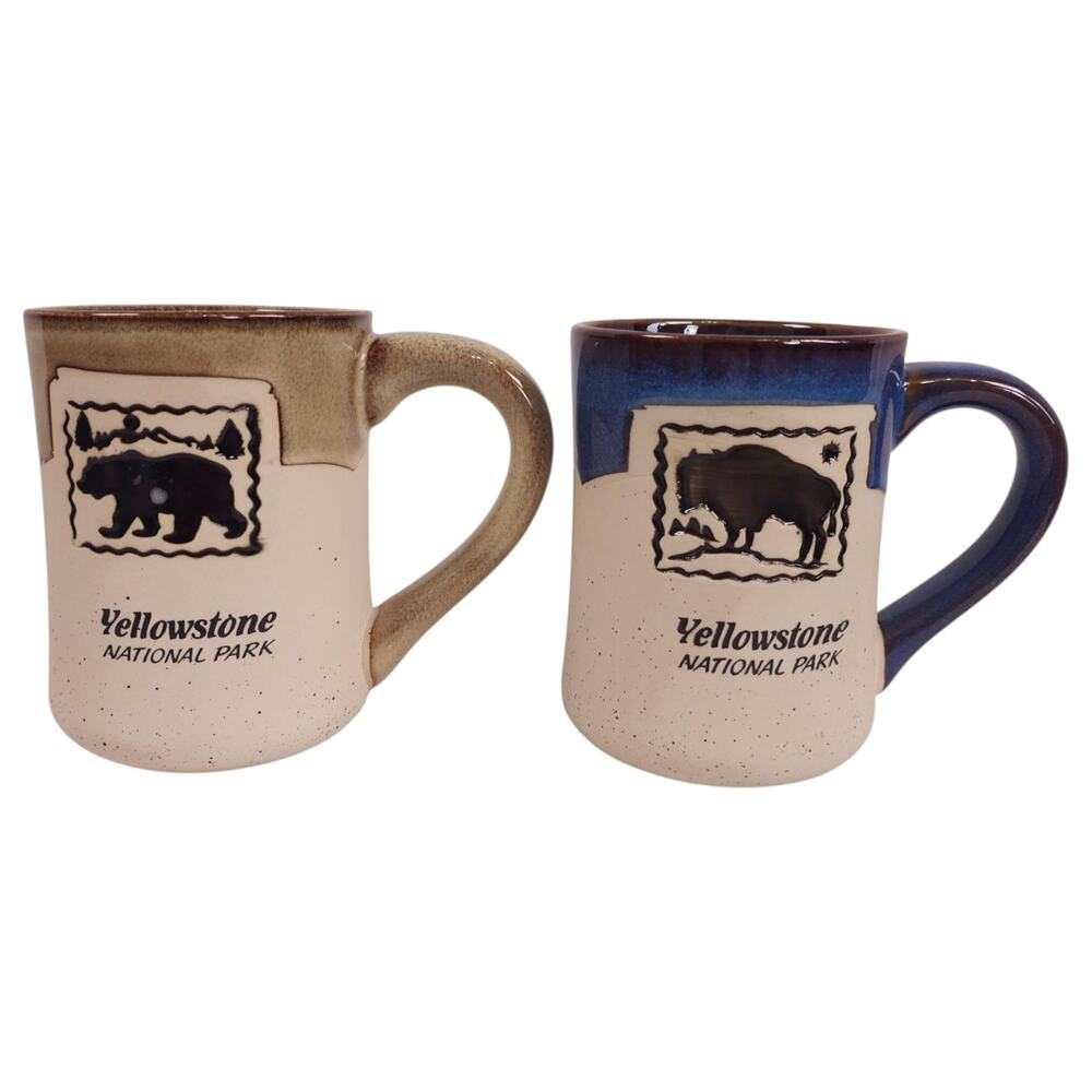 Yellowstone National Park Bear & Buffalo Mugs Set of 2